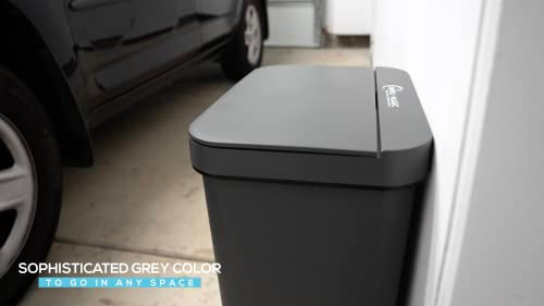 SIMPLI-MAGIC 79503 13 Gallon Touchless Sensor Trash Can, Rectangle Garbage Bin, Perfect for Home, Kitchen, Office, Gray