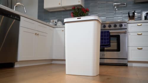 SIMPLI-MAGIC 79503 13 Gallon Touchless Sensor Trash Can, Rectangle Garbage Bin, Perfect for Home, Kitchen, Office, White