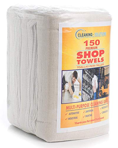 SIMPLI-MAGIC 79142 Shop Towels 14"x12", Pack of 150, Cotton, White