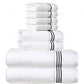 Simpli-Magic 64 Piece Bath Towel Set, 16 Bath, 16 Hand, 32 Wash Clothsand, 4 Wash Cloths, 100% Ring Spun Cotton Highly Absorbent Towels for Bathroom, Gym, Hotel, and Spa, (2) 27" X 54" (2) 16" x 30" (4) 13" x 13", Black