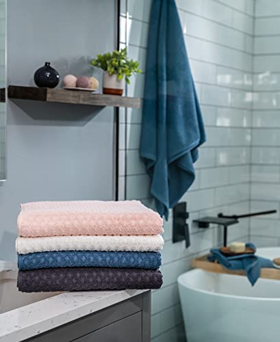 Simpli-Magic Diamond Design Cotton Bath Towels, Gray (Full Case of 32 Bath Towels)