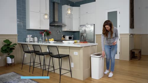 SIMPLI-MAGIC 79503 13 Gallon Touchless Sensor Trash Can, Rectangle Garbage Bin, Perfect for Home, Kitchen, Office, White