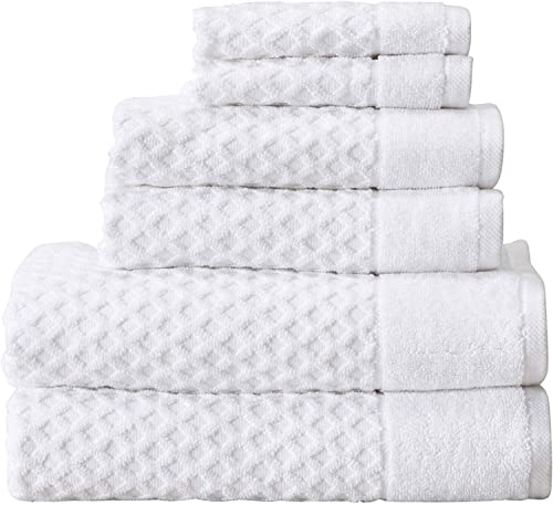 Simpli-Magic 79446 Diamond Bath Towels Set, 6 Piece Set, 2 Bath Towels, 2 Hand Towels, 2 Washcloths, White