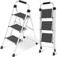 SIMPLI-MAGIC Step Ladder, 3 Step Stool Ergonomic Folding Step Stool with Wide Anti-Slip Pedal Sturdy Step Stool for Adults Multi-Use for Household, Kitchen，Office Step Ladder Stool (3 Step - White)