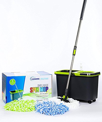 Simpli-Magic 79117 Spin Mop Cleaning Kit with Refills, Mop & Refills, Black/Green