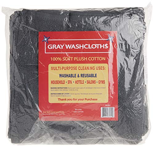 Simpli-Magic Towels, 12”x12” Washcloths, Gray 24 Count