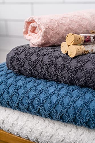 Simpli-Magic Diamond Design Cotton Bath Towels, Gray (Full Case of 32 Bath Towels)