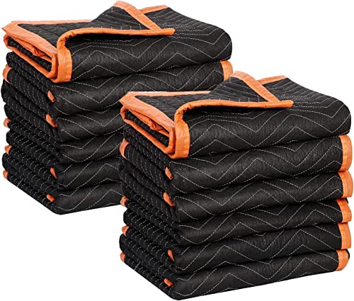 Simpli-Magic 79524 Heavy Duty Padded Moving Blankets, Black/Orange, 72” x 80”, 24 Pack