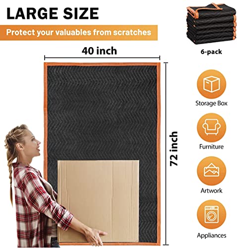 Simpli-Magic Heavy Duty Padded Moving Blankets (24 Pack), Black/Orange
