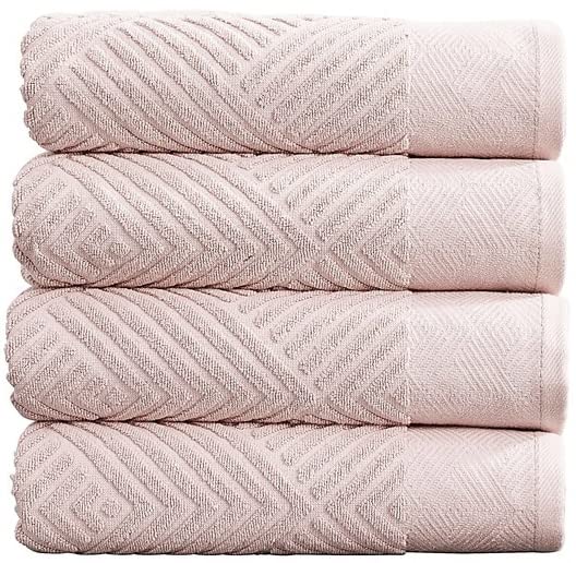 100% Cotton Soft Bath Towels Set | Quick Dry and Highly Absorbent, Textured Bath Towels 27" x 54" (4 Pack)