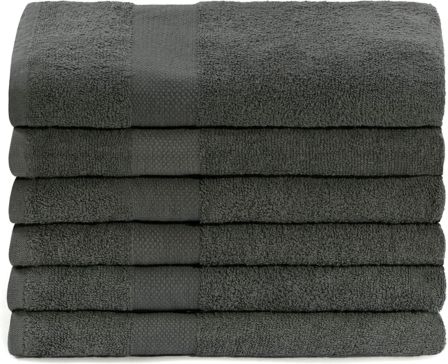 6-Piece Gray Highly Absorbent Cotton Quick Drying Bath Towel Set 24" x 46"