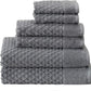 6 Piece Gray Diamond Bath Towel Set (2 Bath Towels, 2 Hand Towels and 2 Washcloths)