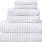 6 Piece White Cotton Diamond Bath Towel Set (2 Bath Towels, 2 Hand Towels and 2 Washcloths)