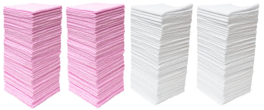 Pink White Box of Microfiber Edgeless Cloths (Case of 100)