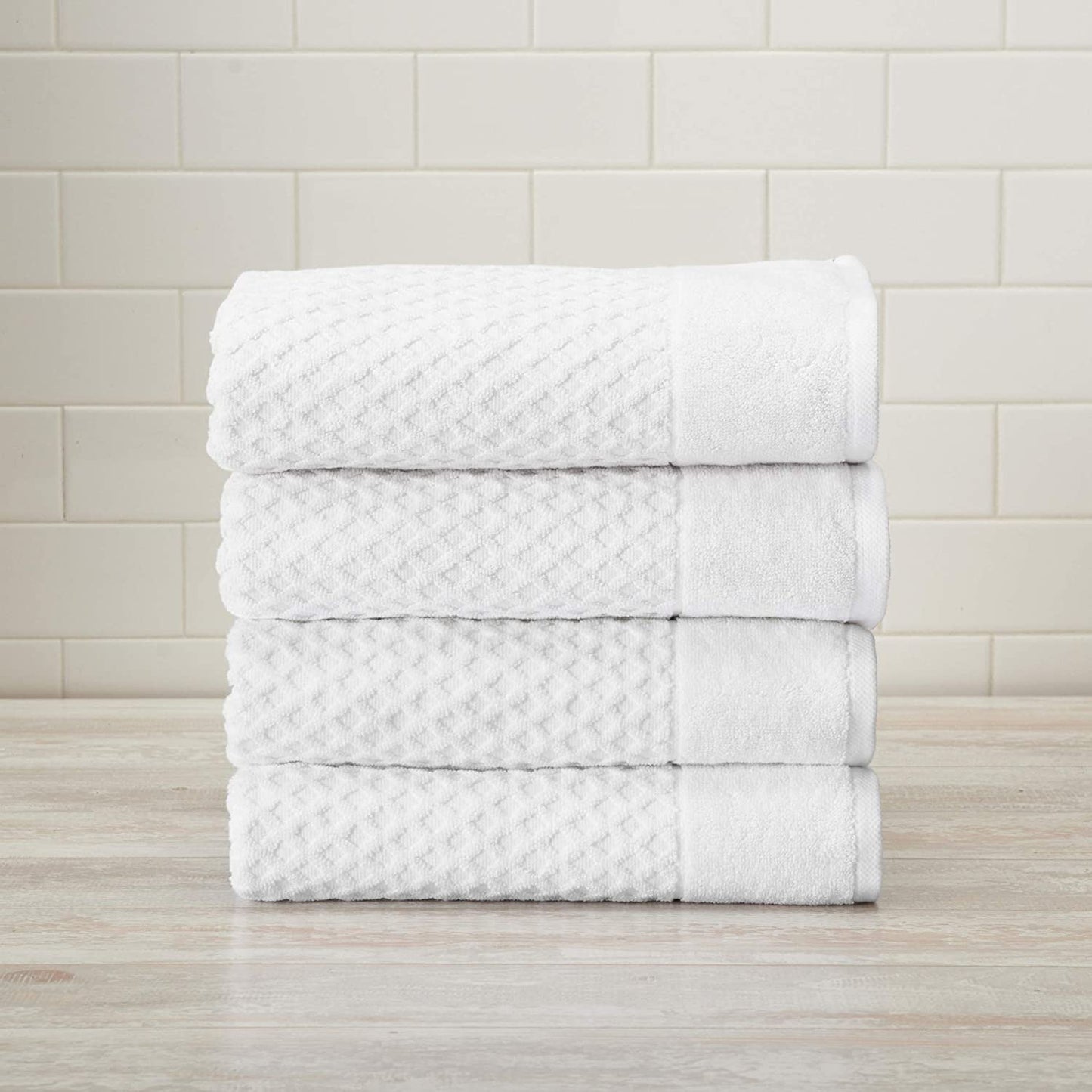 100% Cotton White Diamond Bath Towels (4-Pack)