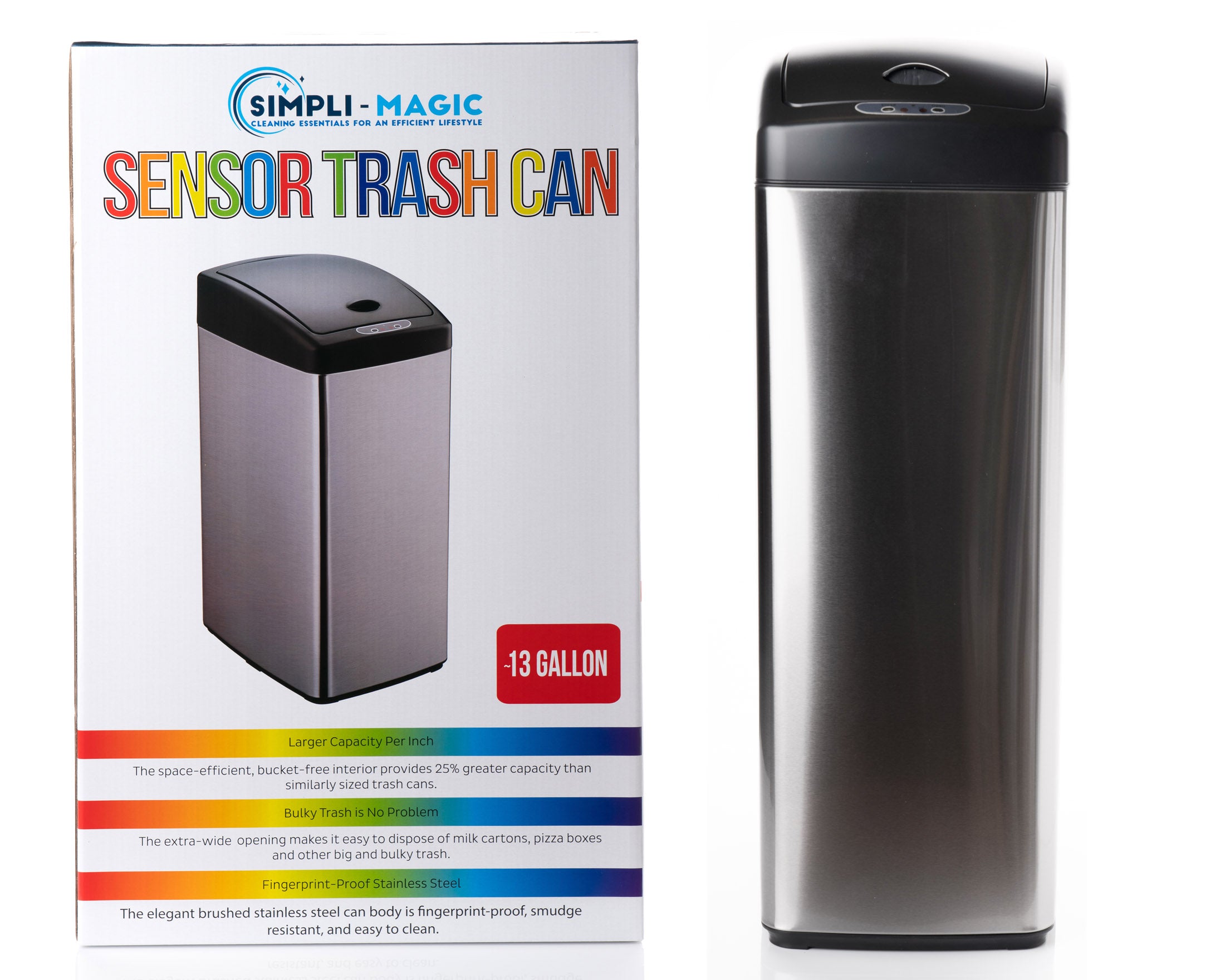 Sensor Trash Can (13 Gallon)- Square - The Clean Store