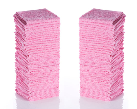 100% Cotton Pink Washcloths (Case of 480)